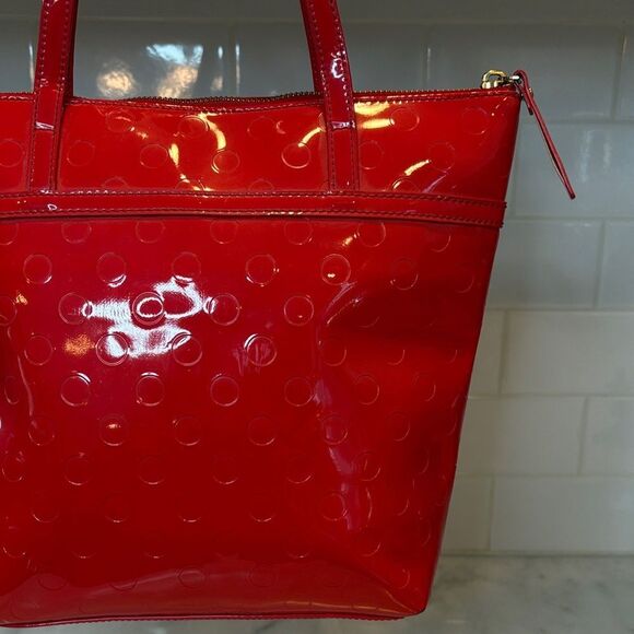Kate Spade Bag Purse Handbag Leather Red Embossed Patent Tote Bag pocketbook - Picture 6 of 13